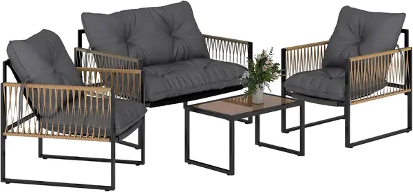 4 TLG. Rattan Gartenmöbel-Set