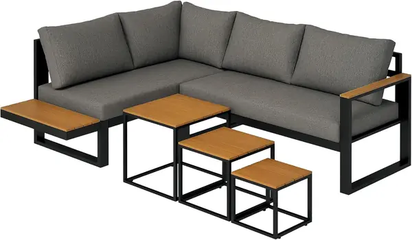 5-TLG. Gartenmöbel-Set mit Ecksofa