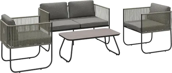 Gartenmöbel Set aus Polyrattan Terrassenmöbel mit Sessel
