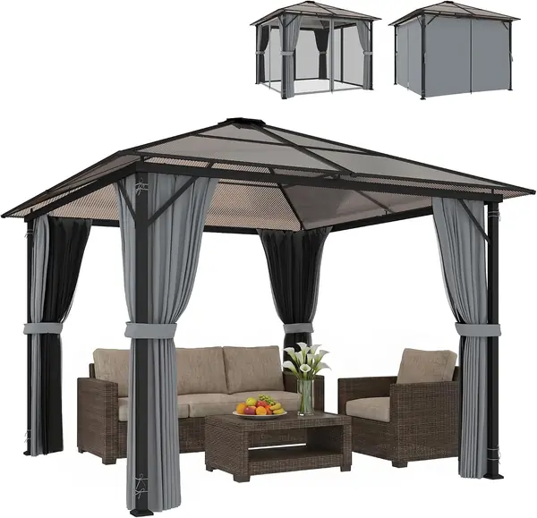Gartenpavillon 3 x 3 m Aluminium Wasserabweisend Stabil