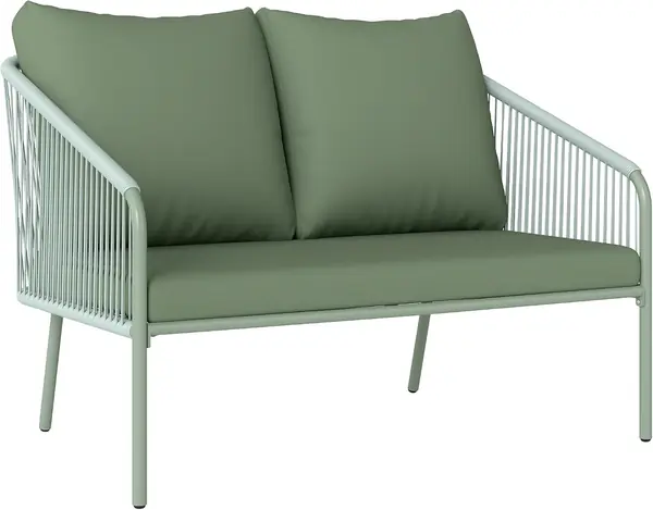 Gartensofa 2-Sitzer Rattansofa mit Kissen Loungesofa