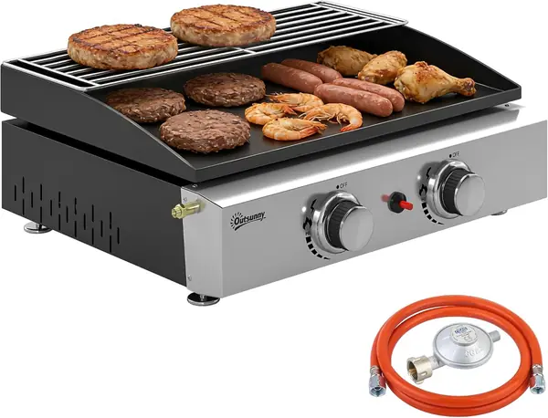Gasgrill 5 KW Tragbarer Tischgrill mit 2 Brenner