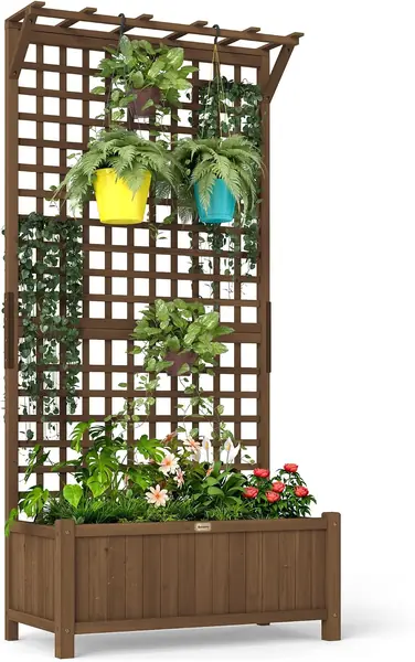 Hochbeet Pflanzkasten mit Rankgitter – Blumen