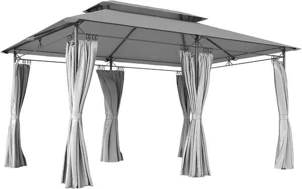 Pavillon 4x3 m Stabil Winterfest Gartenpavillon mit
